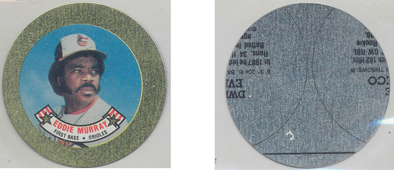 1988 Topps Baseball Coins Metal Proof Discs 022 Eddie Murray